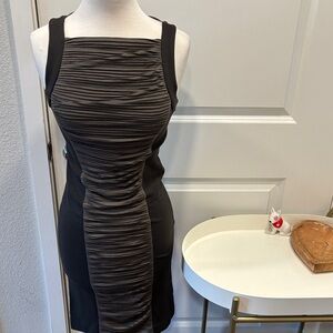 EUC Nicole Miller Charcoal Ruched Bodycon Sheath